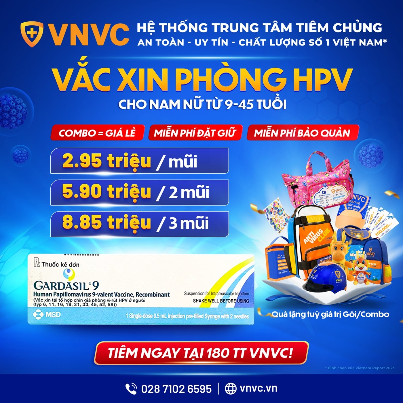 CƠ HỘI TIÊM VẮC XIN HPV GIÁ ƯU ĐÃI, COMBO BẰNG GIÁ LẺ, KHÔNG TỐN PHÍ ĐẶT GIỮ: TIÊM NGAY TẠI VNVC!