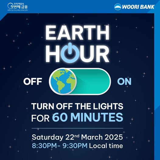 WOORI BANK HƯỞNG ỨNG "GIỜ TRÁI ĐẤT 2025: CHUYỂN DỊCH XANH - TƯƠNG LAI XANH!