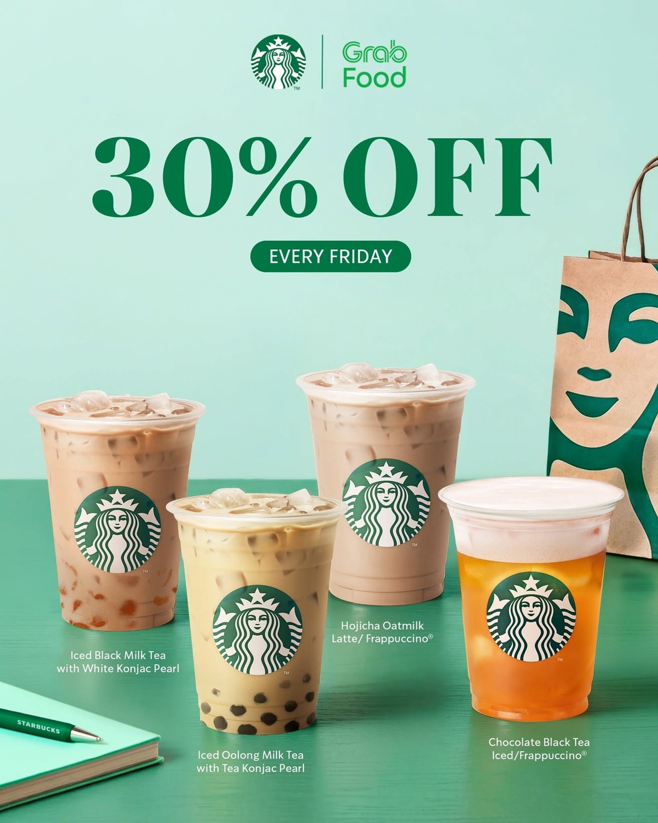 Starbucks Milk Tea Giảm 30% Thứ Sáu Trên GrabFood – Ưu Đãi Sếp Bao